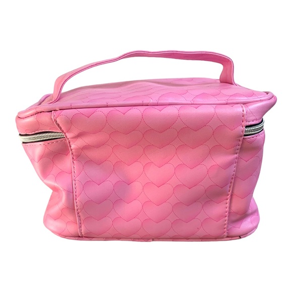 Bebe Pink Hearts LG Cosmetic Case Makeup Kit Silver Logo - Picture 4 of 10